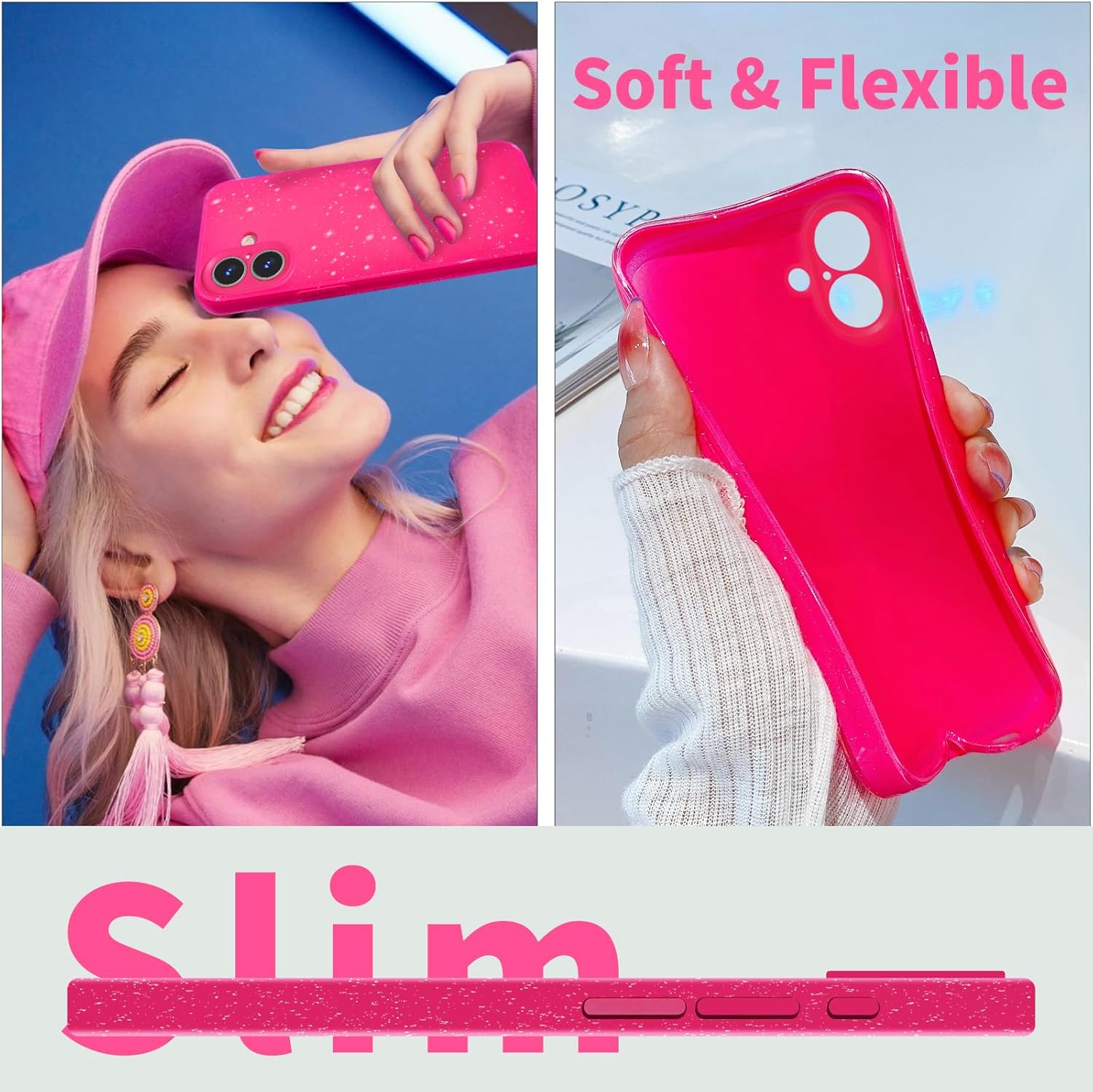 Hot Pink Rose Glitter Case For - đánh giá và giá Tech Accessories Iphone
